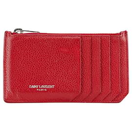 Yves Saint Laurent Leather Card Case Red