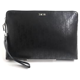 Christian Dior-Dior Homme Oblique Galaxy Leather Pouch Clutch-Black