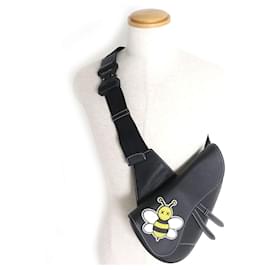 Christian Dior-Dior Kaws Bee Leather Saddle Body Bag Black-Black