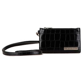 Balenciaga Croc Embossed Leather Card Case Black