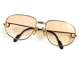 Cartier-Óculos de sol em forma de gota Cartier Trinity Logo dourado marrom-Dourado,Metálico