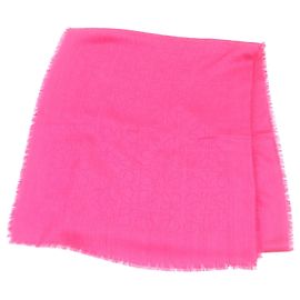 Xale de lã, seda e caxemira com franjas Anagram Loewe Rosa