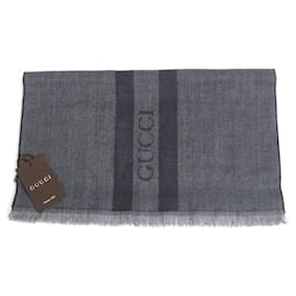 Gucci-Cachecol/Chal de Lã Gucci 544628 Cinza-Cinza