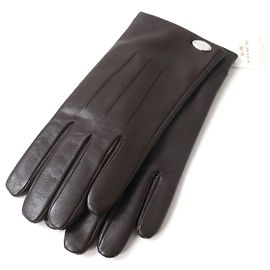COACH Lamb Leather Gloves Dark Brown Size 7 Brown