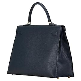 Hermès-Sac à main Hermes Kelly 35 2WAY Marine Or-Bleu