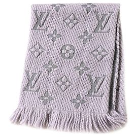 Bufanda Logomania de mezcla de seda M74742 de Louis Vuitton Gris