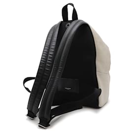 Yves Saint Laurent-Yves Saint Laurent Linen Leather Backpack-Black