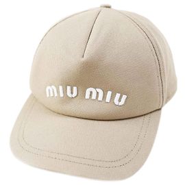 Miu Miu Boné de beisebol em algodão bordado com logo MIUMIU bege Marrom Bege