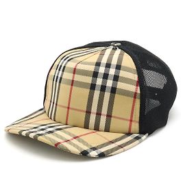 Burberry Check Mesh Nylon Baseball Cap Brown Beige