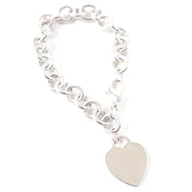 Tiffany & Co-Pulseira de corrente com tag em forma de coração Tiffany & Co-Prata,Metálico