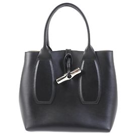Sac à main en cuir Longchamp Roseau Noir