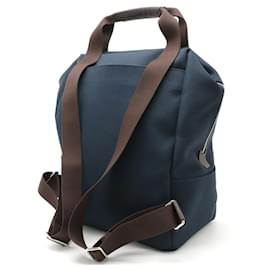 Hermès-Hermes Canvas Leather Backpack-Blue