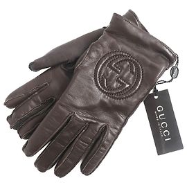 Luvas de couro de cordeiro para mulheres Gucci Marrom