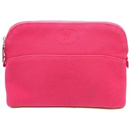 Hermès-Pochette Bolide en toile Hermes Rose-Rose