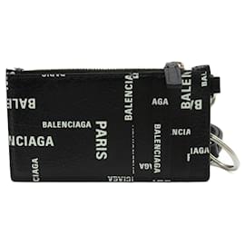 Balenciaga-Balenciaga Leather Strap Keyring Card Case-Black