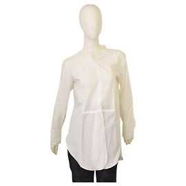 Camicia bianca in cotone senza colletto Helmut Lang Bianco