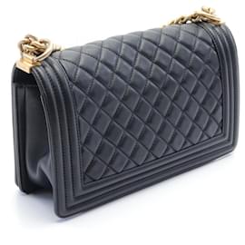 Chanel-Chanel Boy Lambskin Shoulder Bag Black-Black