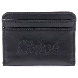 Chloé Chloe Leder Kartenetui Schwarz Schwarz