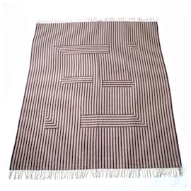 Fendi-Fendi Silk FF Logo Scarf/Blanket-Brown