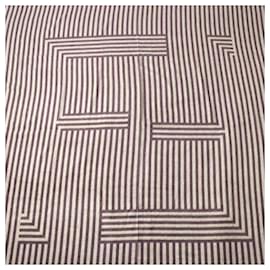 Fendi-Fendi Silk FF Logo Scarf/Blanket-Brown