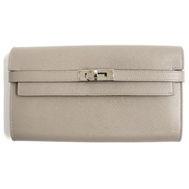 Hermès-Portefeuille Hermes Kelly en cuir Epsom gris asphalte-Gris