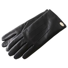 COACH Lamb Leather Wool Gloves Black Size 7 Black