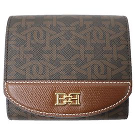 Bally B-chain Leather Tri-fold Wallet Brown Brown