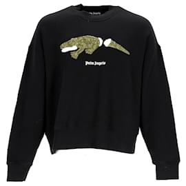 Palm Angels-Palm Angels Croco Crewneck-Black