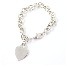 Tiffany & Co-Pulseira de prata com tag em forma de coração Tiffany & Co-Prata,Metálico