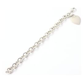 Tiffany & Co-Pulseira de prata com tag em forma de coração Tiffany & Co-Prata,Metálico