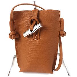 Borsa a spalla in pelle Longchamp Roseau per telefono Marrone