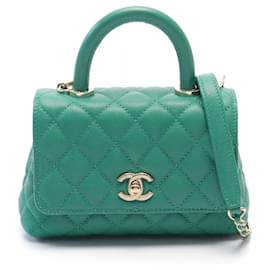 Chanel-Chanel Coco Handle XXS Leather Handbag Green-Green