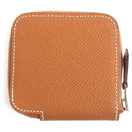 Hermès Portafoglio compatto mini in pelle Epsom Hermes Azap D'oro Metallico