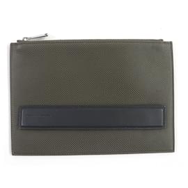 Bottega Veneta-Bottega Veneta Leather Intrecciato Clutch Bag-Brown