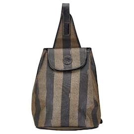 Fendi-Fendi Pequin Backpack PVC Leather-Brown