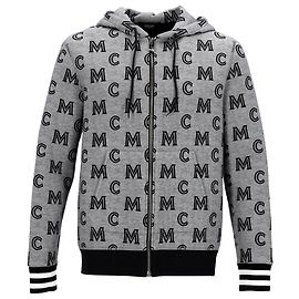 MCM Sudadera con capucha con cremallera y estampado total Gris