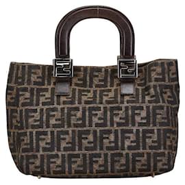 Fendi-Fendi Zucca Mini Tote Bag Canvas Leather-Brown