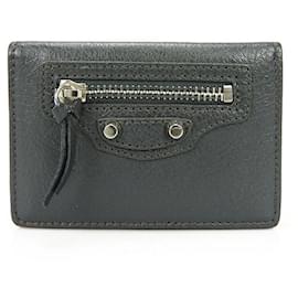 Balenciaga-Balenciaga Leather Tri-fold Wallet Gray-Grey