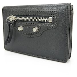 Balenciaga-Balenciaga Leather Tri-fold Wallet Gray-Grey