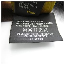 Fendi-Fendi Silk Lapin Fur Pequin Scarf-Brown