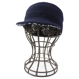 Christian Dior Dior Wool Silk Oblique Cap Dark Navy Blue