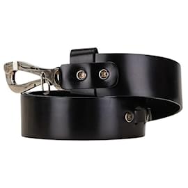 Céline-Celine Leather Pelican Hook Belt Black-Black