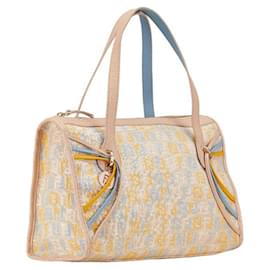 Fendi-Fendi Zucchino Canvas Leather Handbag Tote-Brown,Beige