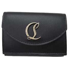 Christian Louboutin-Christian Louboutin Leather Tri-fold Wallet Black/Gold-Black