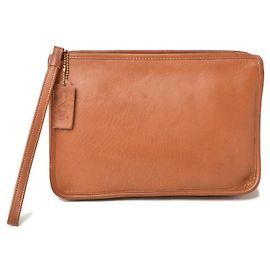 Pochette en cuir naturel vintage Coach marron Marron