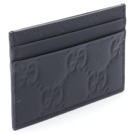 Gucci-Carteira de cartão em efeito de borracha GG Gucci preta-Preto