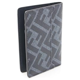 Fendi-Fendi Diagonal Card Case PVC Coated Canvas Leather-Blue