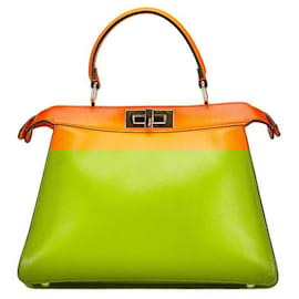 Fendi-Fendi Peekaboo ISeeU Medium Leather Handbag 8BN321-Orange