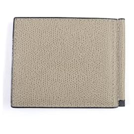 Valextra-Valextra Leather Money Clip Card Case-Brown,Beige