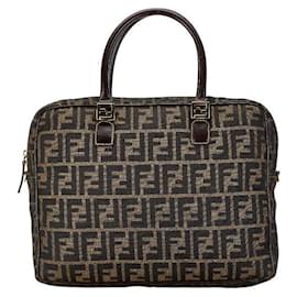 Fendi-Fendi Canvas Leather Zucca Business Bag-Brown